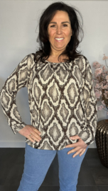 Ballon shirt met elastiek Snake zand/ taupe