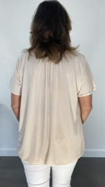 Ballon shirt travel met elastiek beige/zand