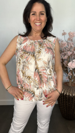 Ballon top old leaves ecru