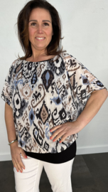 Blouse met boord aztec zwart