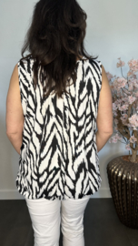 Ballon top scratched zebra zwart/wit