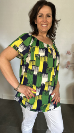 Shirt met koord travel Franjers groen