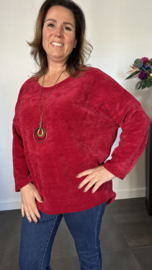 Baby rib sweater met ketting wijnrood