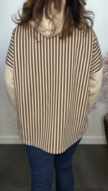 Sweater met capuchon /streep Zand