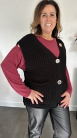 Mouwloos vest met knopen zwart