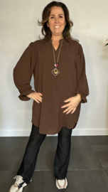 Tuniek Maya lange mouw +SIZE bruin