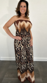Strapless jumpsuit panter camel