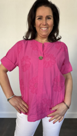 Geborduurde blouse Belle fuchsia