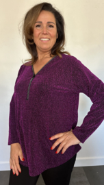 Top "glitter zipp" sparkle lines magenta