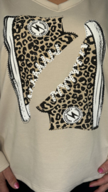Sweater glitter gymp zand