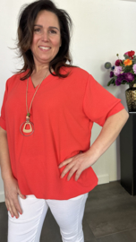 Top Maya korte mouw +SIZE  koraalrood