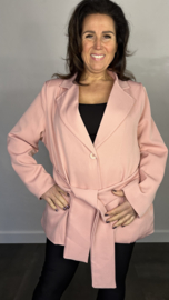 Blazer met strik +SIZE oud roze SALE