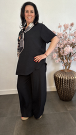 2-Delig pak met v-hals en sjaaltje Zwart