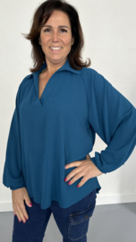 Blouse GiGi met pofmouw petrol