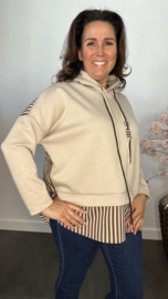 Sweater met capuchon /streep Zand