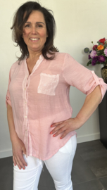 Blouse Alicia met pailletten en kant roze