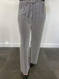 Glitter broek met strik en wijde pijp zilver