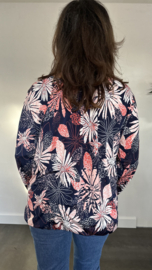 Ballon shirt met elastiek joni marine/ koraal