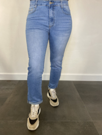 G-smack high waist jeans met omslag blauw SALE