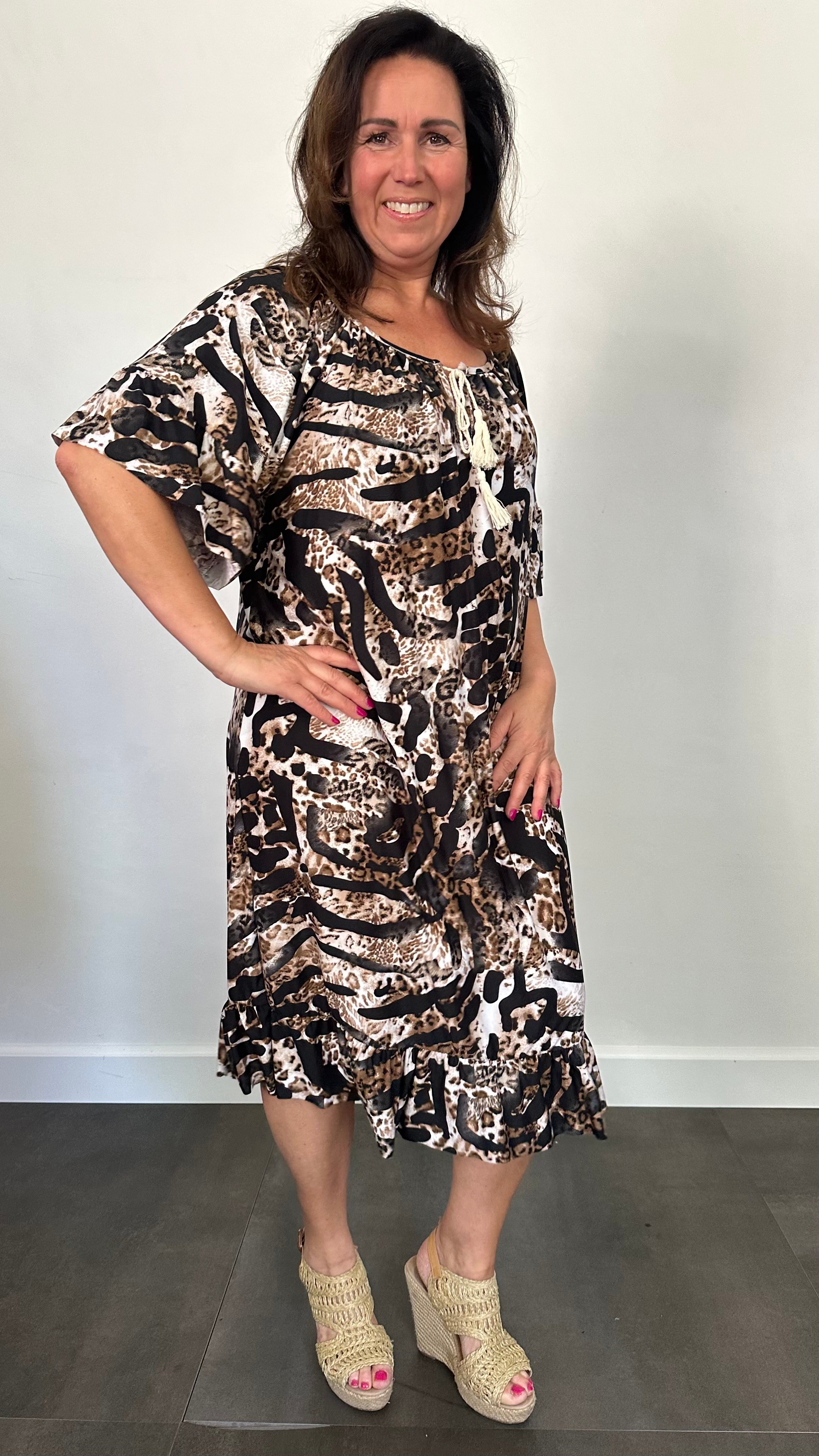 Jurk Aletta soft panter zebra +SIZE