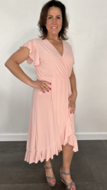 Stretch overslag jurk roze