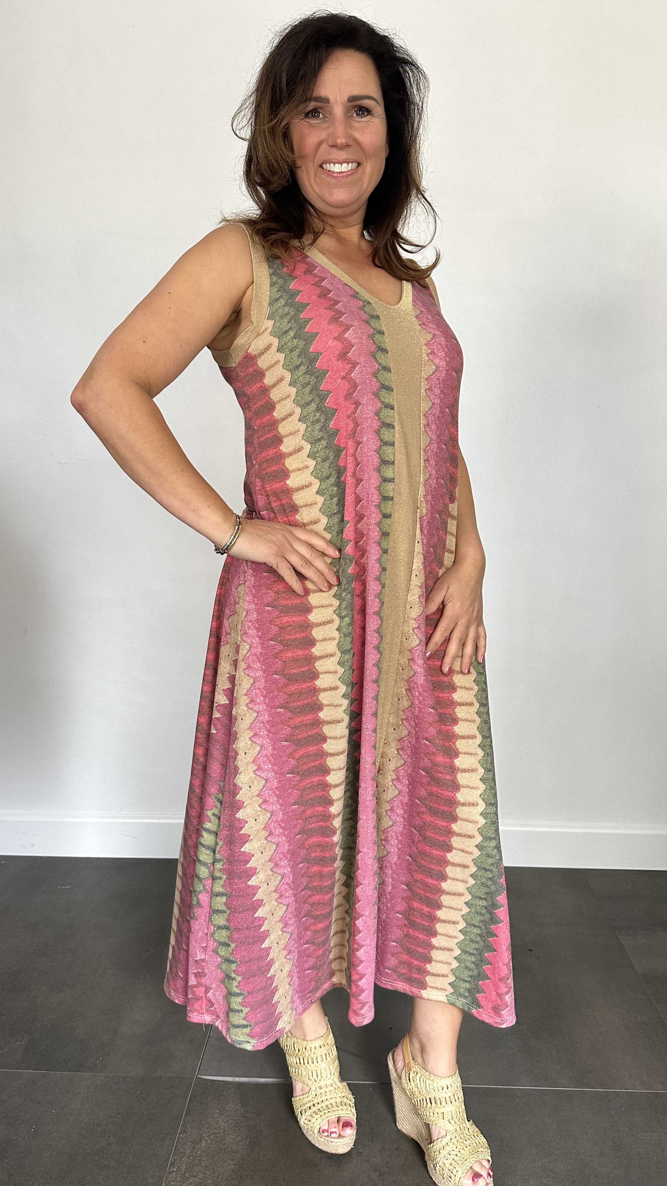 Jurk Vianna fuchsia/ groen