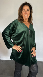 Velvet top met glitter zipp groen SALE