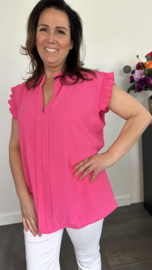 Top Elena met plisse ruche fuchsia