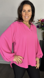 Blouse GiGi met pofmouw fuchsia
