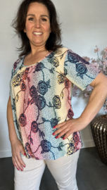 Ballon shirt met elastiek Coloured Roses