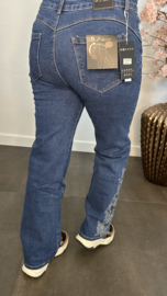 B.S. WIDE leg jeans met glitter vlinders