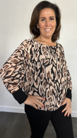 Blouse met boord new panter zwart