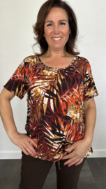 Ballon shirt met elastiek autumn palm stone (+size)