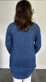 Stretch spijker blouse met drukknoopjes