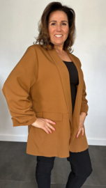 Blazer Marjan met gesmokte mouw cognac