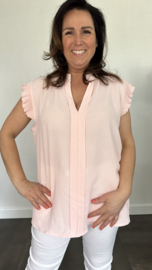 Top Elena met plisse ruche roze