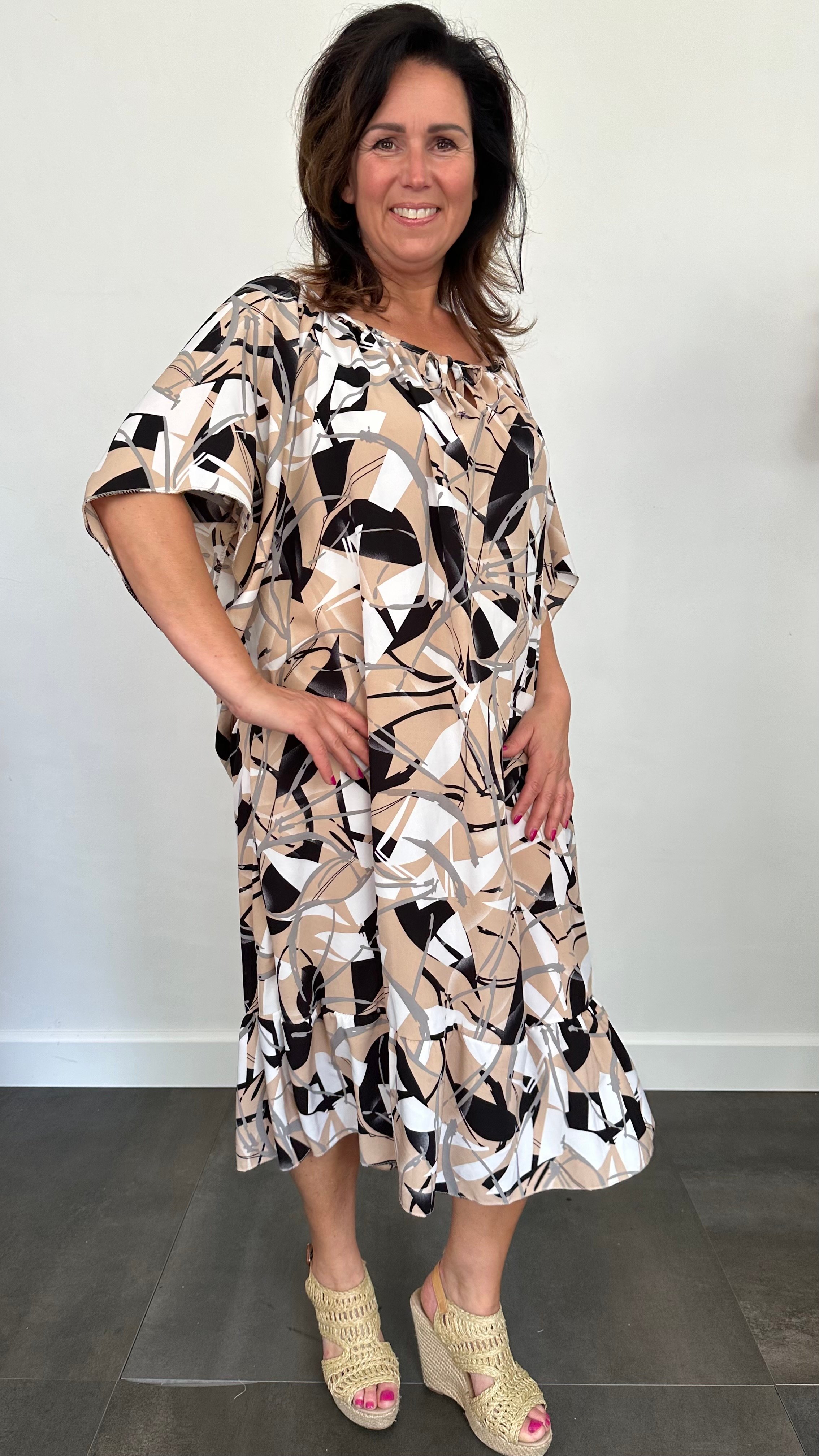 Jurk Rosita artic +SIZE zwart/zand