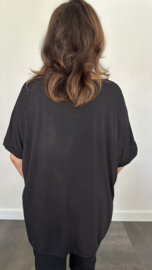 Satijn look shirt Raso met ketting zwart