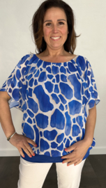 Blouse met boord giraffe kobalt