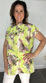 Blouse met strik panter waves lime