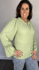Top Laila met ruche licht groen