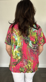 Ballon shirt met elastiek tornado fuchsia (+size)