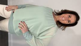 Blouse met boord lange mouw licht groen