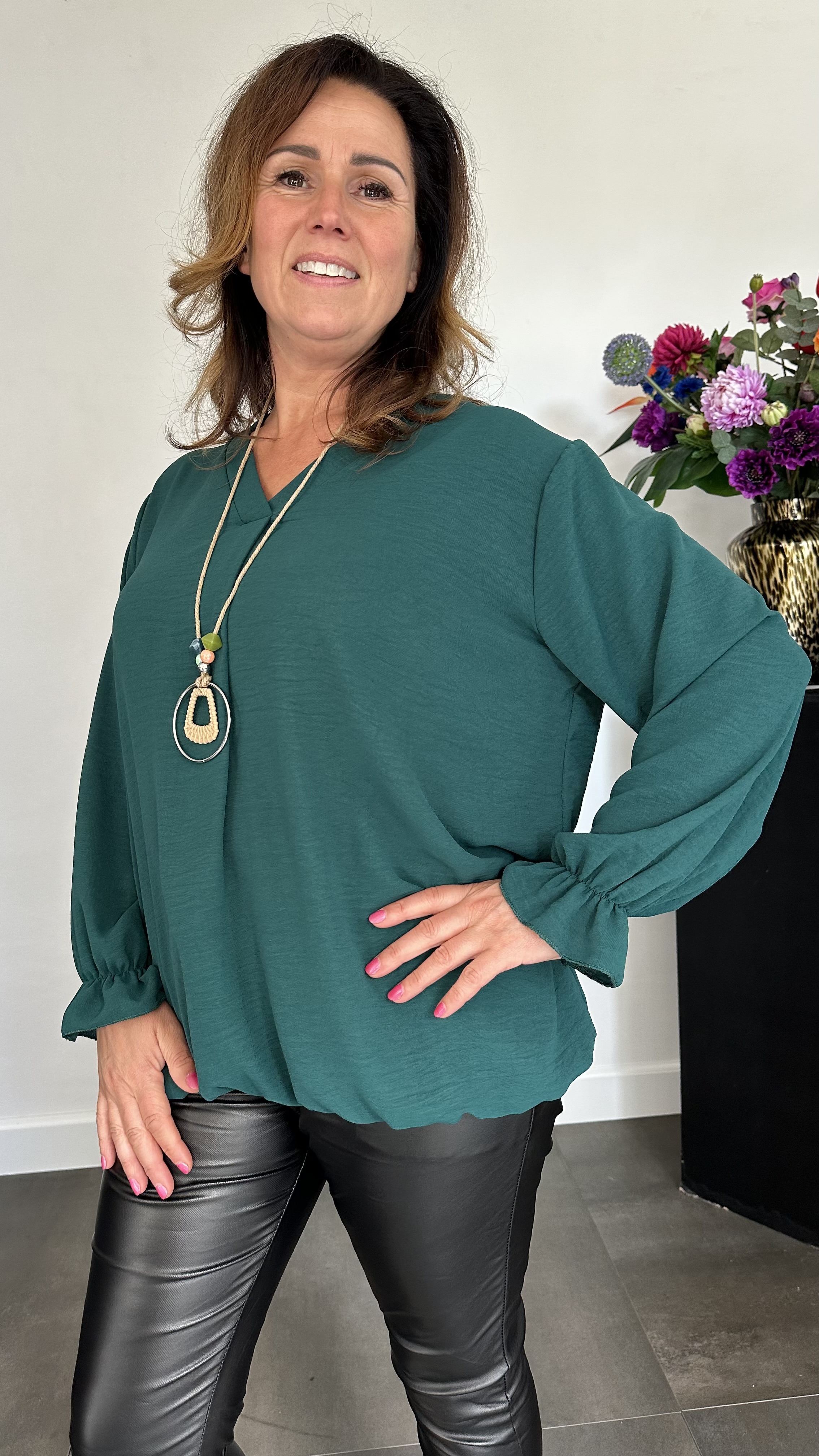 Top Maya lange mouw +SIZE flessen groen