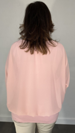 Blouse met boord lange mouw roze/ peach