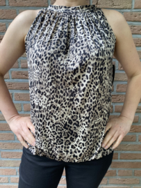 Halter top luipaard beige/zwart