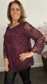 Top Christel met bloemen Bordeaux