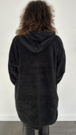 Oversized fluffy sweater met capuchon zwart