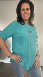 Geborduurde blouse Belle smaragd