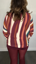 Blouse met boord wavy stripes bordeaux
